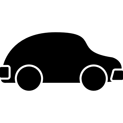 vista lateral de coche negro de forma redondeada icono gratis