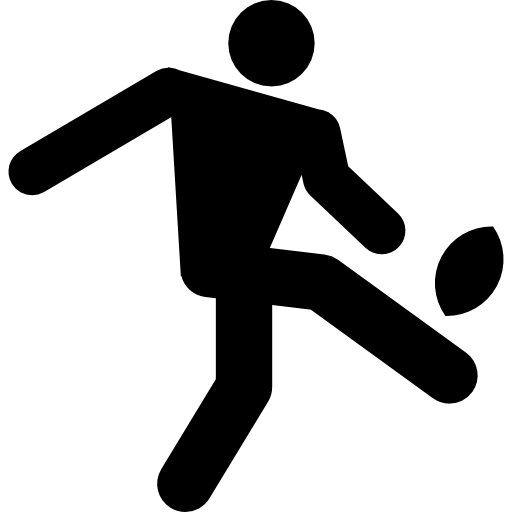 jugador de rugby pateando la pelota icono gratis
