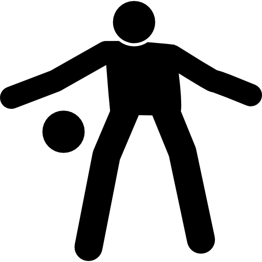 joueur debout frontal de football avec le ballon Icône gratuit