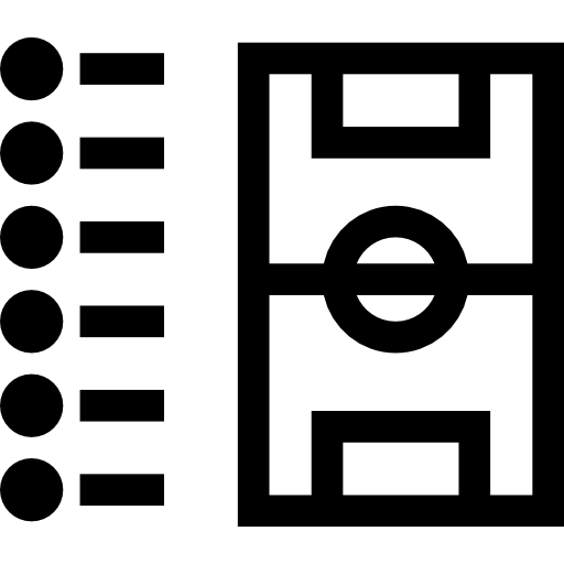 lista de fútbol y contorno del campo icono gratis