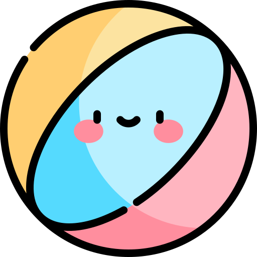 Icono De Pelota De Playa Kawaii Lineal Color