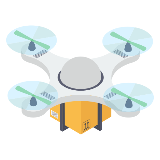 entrega de aviones no tripulados icono gratis