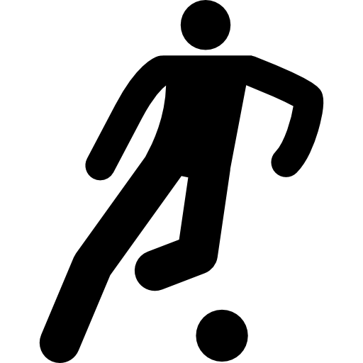 jugador de fútbol pateando la pelota icono gratis