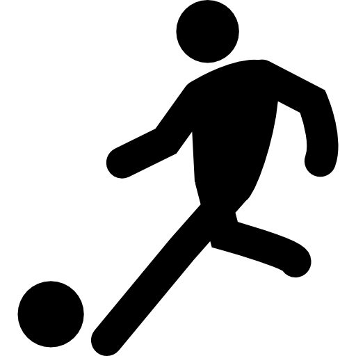 Футболист, устанавливающий мяч бесплатно иконка