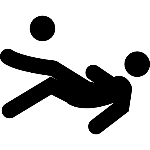 joueur de football atterrissant sur le terrain manquant le ballon Icône gratuit