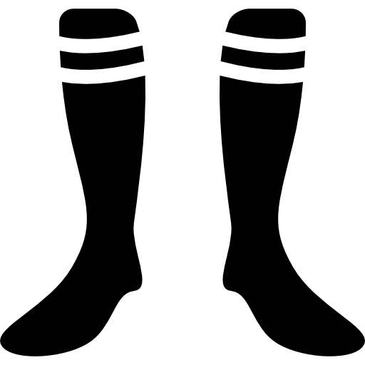 calcetines de fútbol con diseño de líneas blancas icono gratis