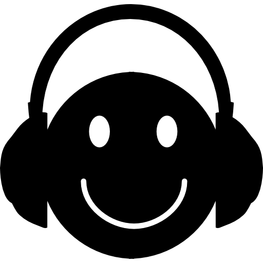 visage heureux avec des écouteurs Icône gratuit