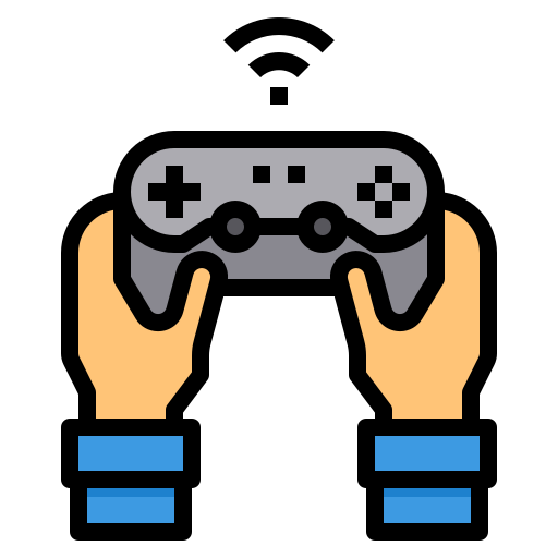 Man playing online games with a joystick PNG, SVG