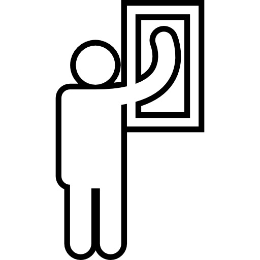 hombre de pie silueta limpiando una ventana icono gratis
