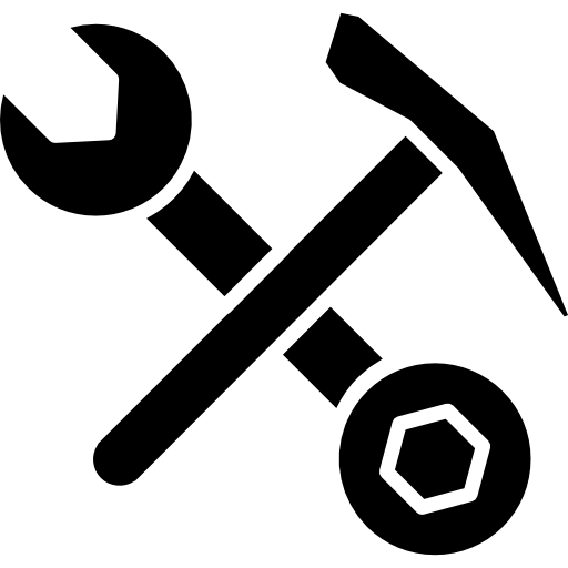 herramienta de llave doble y martillo formando una cruz icono gratis