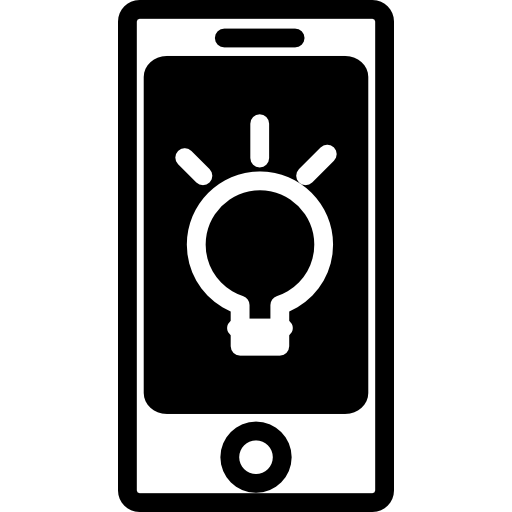 téléphone cellulaire avec symbole ampoule Icône gratuit