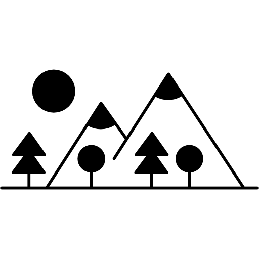 Mountain side with trees made up different shapes - Free nature icons