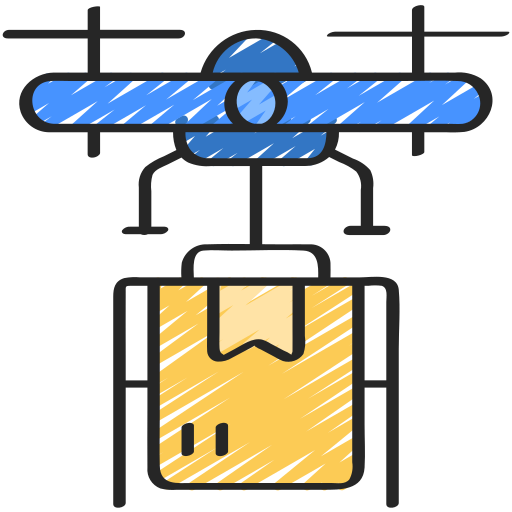 entrega de aviones no tripulados icono gratis