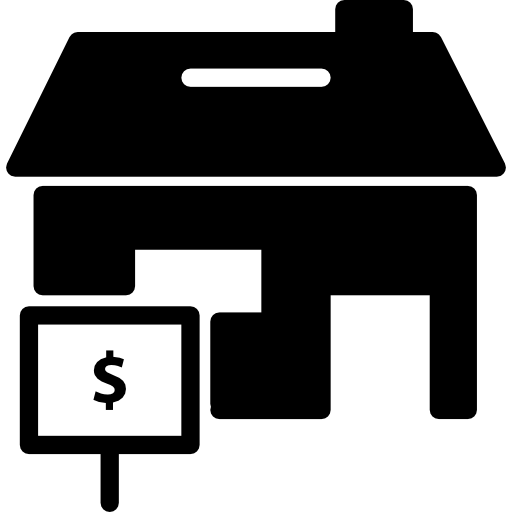 maison avec un signal avec symbole dollar Icône gratuit