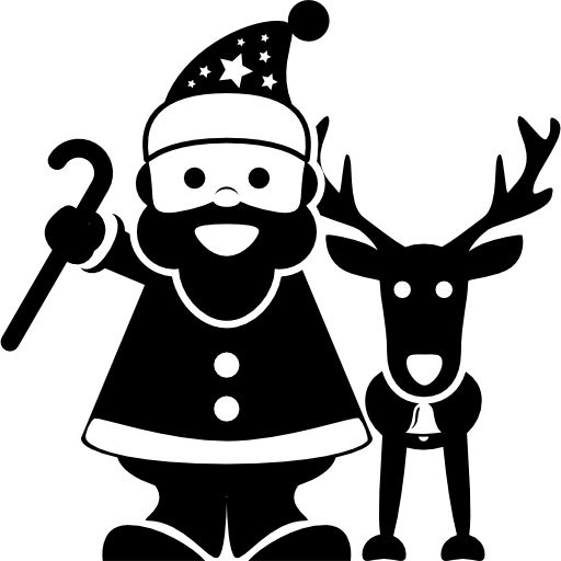 Векторные картинки новый год Christmas Santa Claus with a reindeer at his side - Free christmas icons