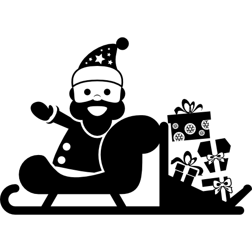 papá noel en un trineo con regalos icono gratis