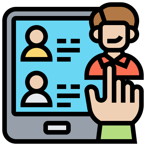 reclutamiento en línea icono gratis