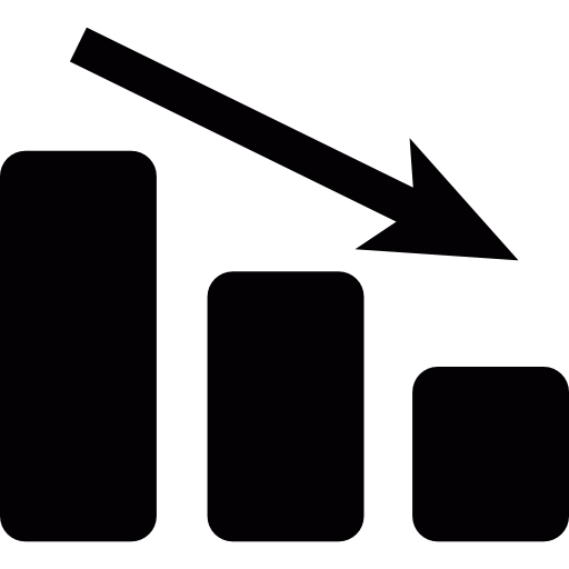 gráfico de estadísticas negativas icono gratis