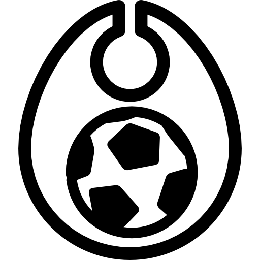 babero con una ilustración de balón de fútbol icono gratis