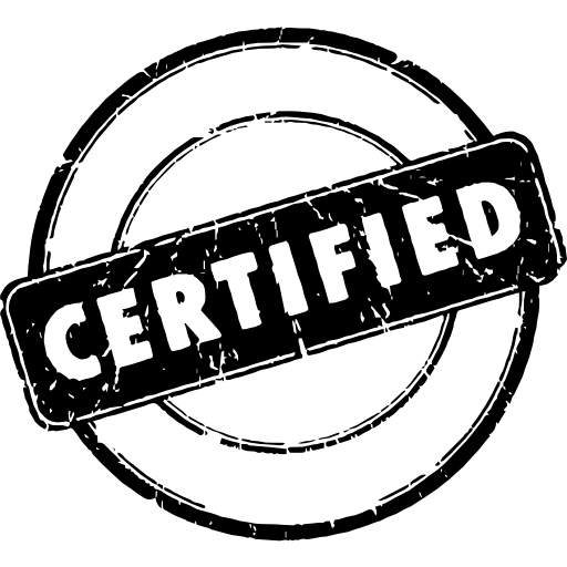 Circular label with certified stamp free icon