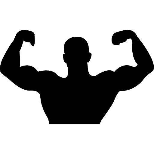 Male silhouette variant showing muscles free icon