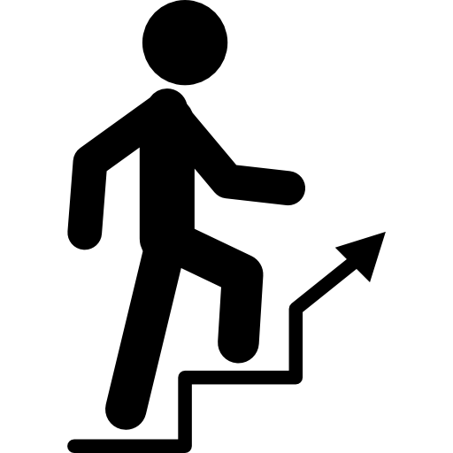 Man climbing stairs free icon