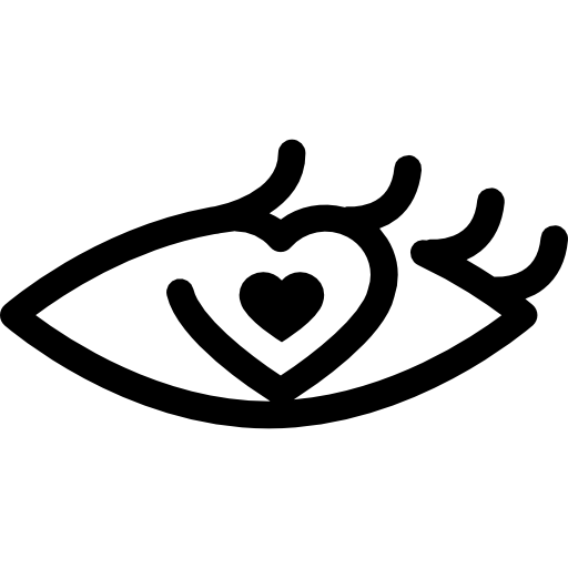 ojo de una mujer enamorada del iris en forma de corazón icono gratis