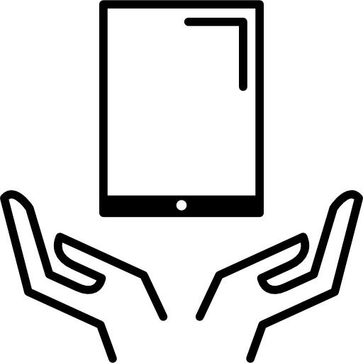 tableta en las manos icono gratis
