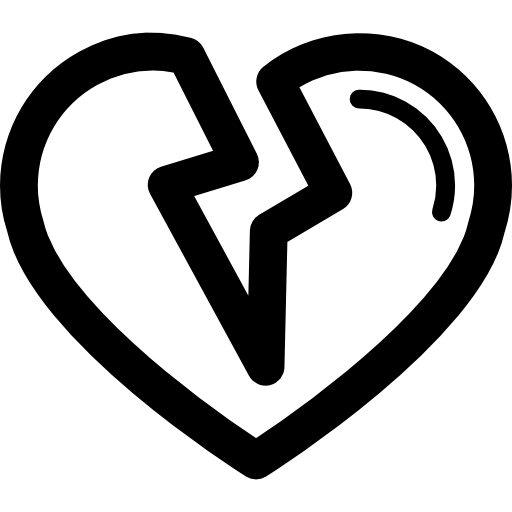 broken heart shape outline  free icon