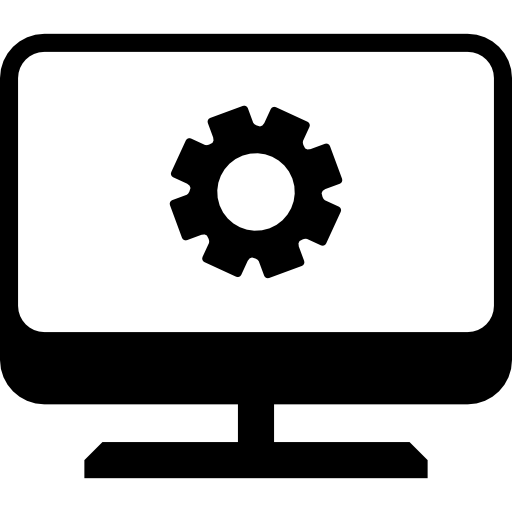 pantalla de computadora con variante de rueda dentada icono gratis