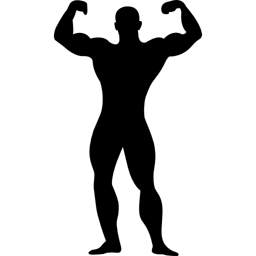 silhueta de homem musculoso flexionando grátis ícone