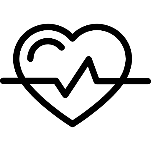 contorno en forma de corazón con variante de línea de vida icono gratis