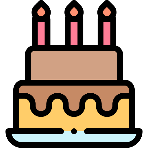 Birthday Cake Detailed Rounded Lineal Color Icon