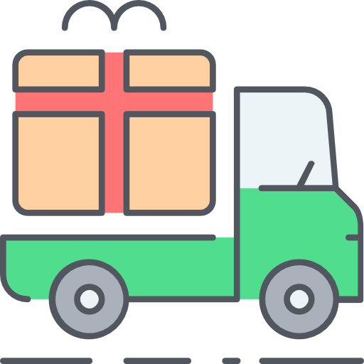 Delivery truck Opened Outlines Color icon