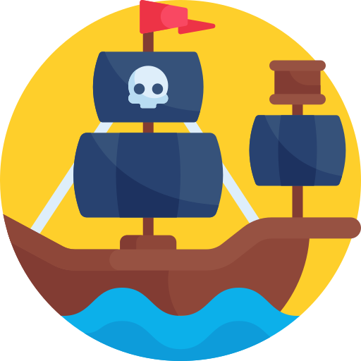 Pirate Ship Detailed Flat Circular Flat Icon