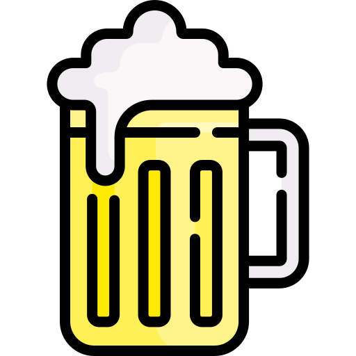 chope de bière avec icône linéaire de crevettes. illustration de