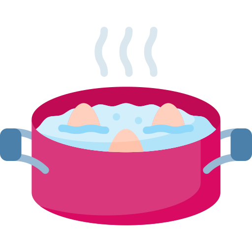 Boiling water in black pan. Cooking concept. Vector flat cartoon