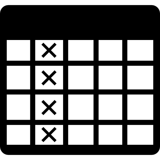 celdas de tabla de una columna seleccionada con cruces icono gratis