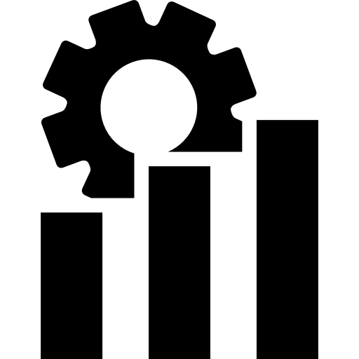 Rising bar graph with cogwheel icon