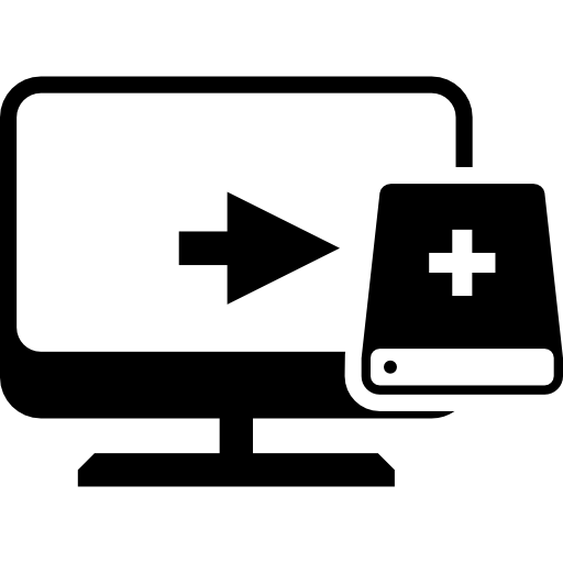 computadora a unidad de almacenamiento externa icono gratis