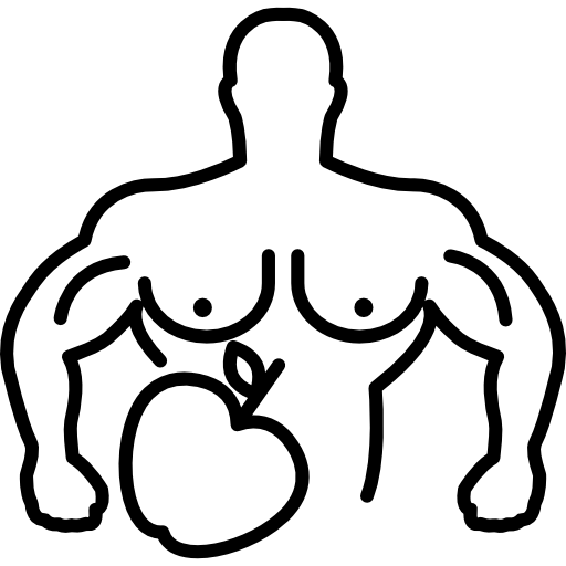 contorno muscular masculino con manzana icono gratis