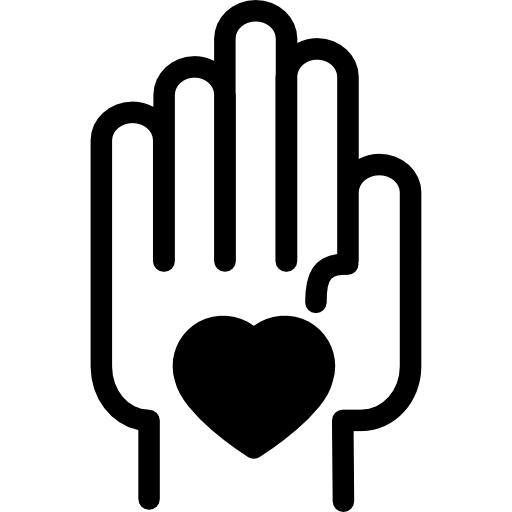 mano con corazón icono gratis