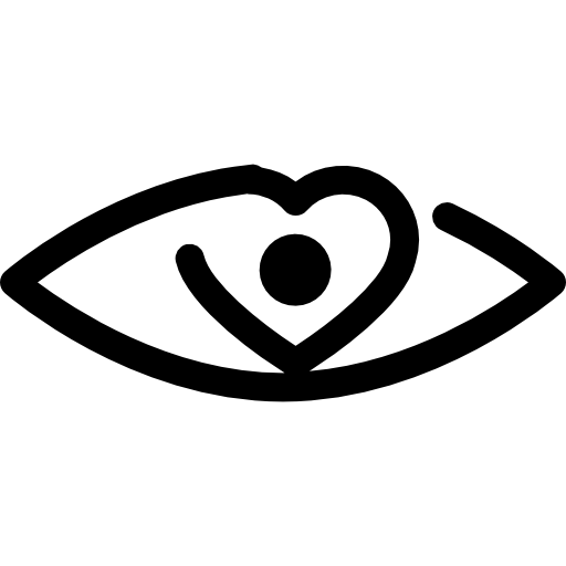 심장 모양의 중심이있는 눈 윤곽 변형 무료 아이콘