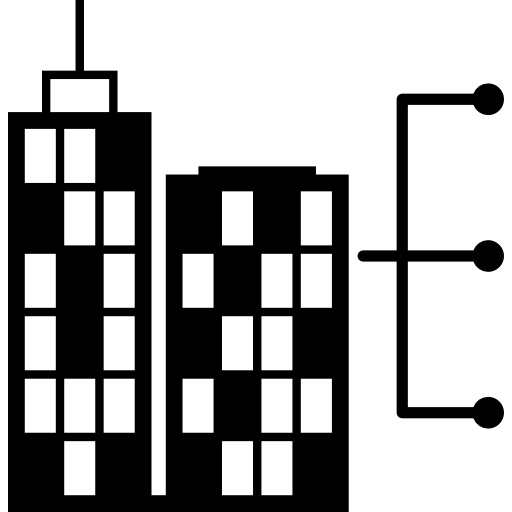 edificios de rascacielos vinculados a conectores icono gratis