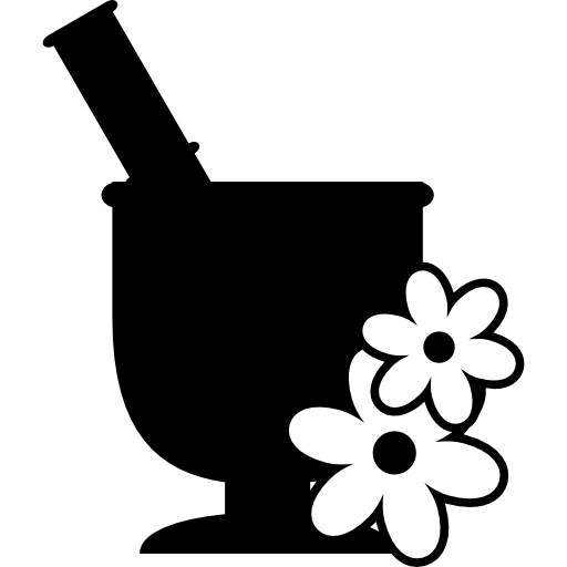 mortero con flores icono gratis