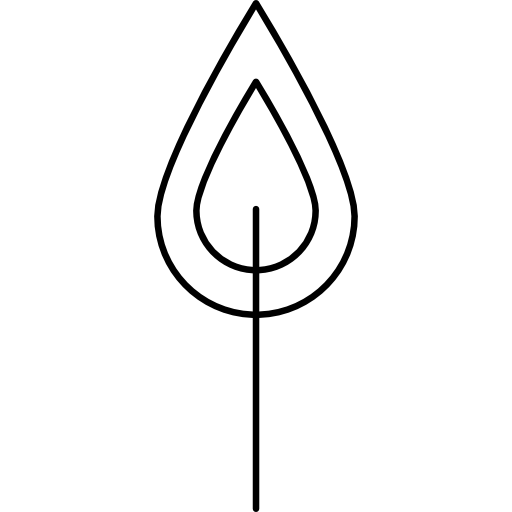 Leaf outline with stem - free icon