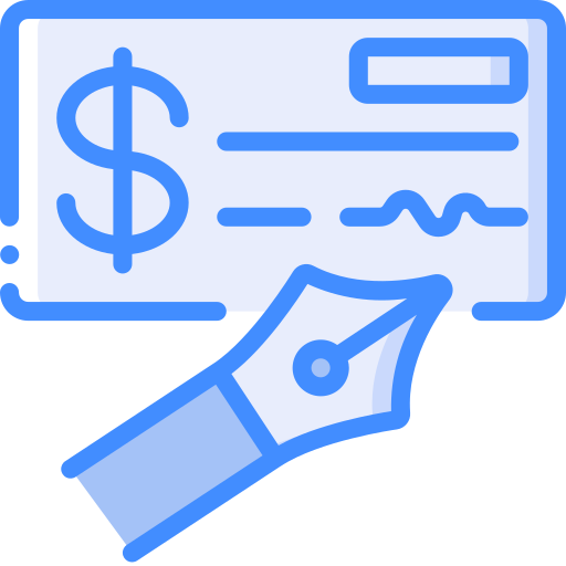 Cheque Basic Miscellany Blue icon