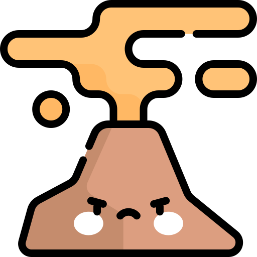 Volcano Kawaii Lineal Color Icon