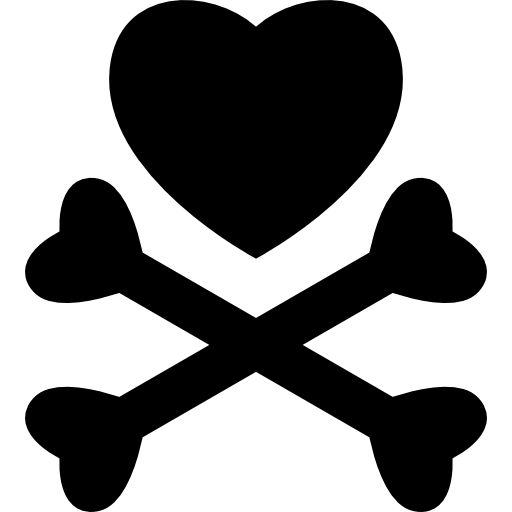 Heart and bones cross icon