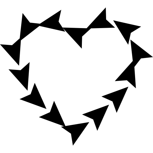 giro del corazón de pequeñas flechas triangulares icono gratis